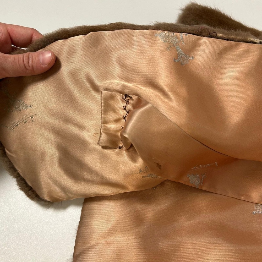vintage 1950's/1960's brown short cropped mink fur shawl luxurious capelet - Picture 5 of 10